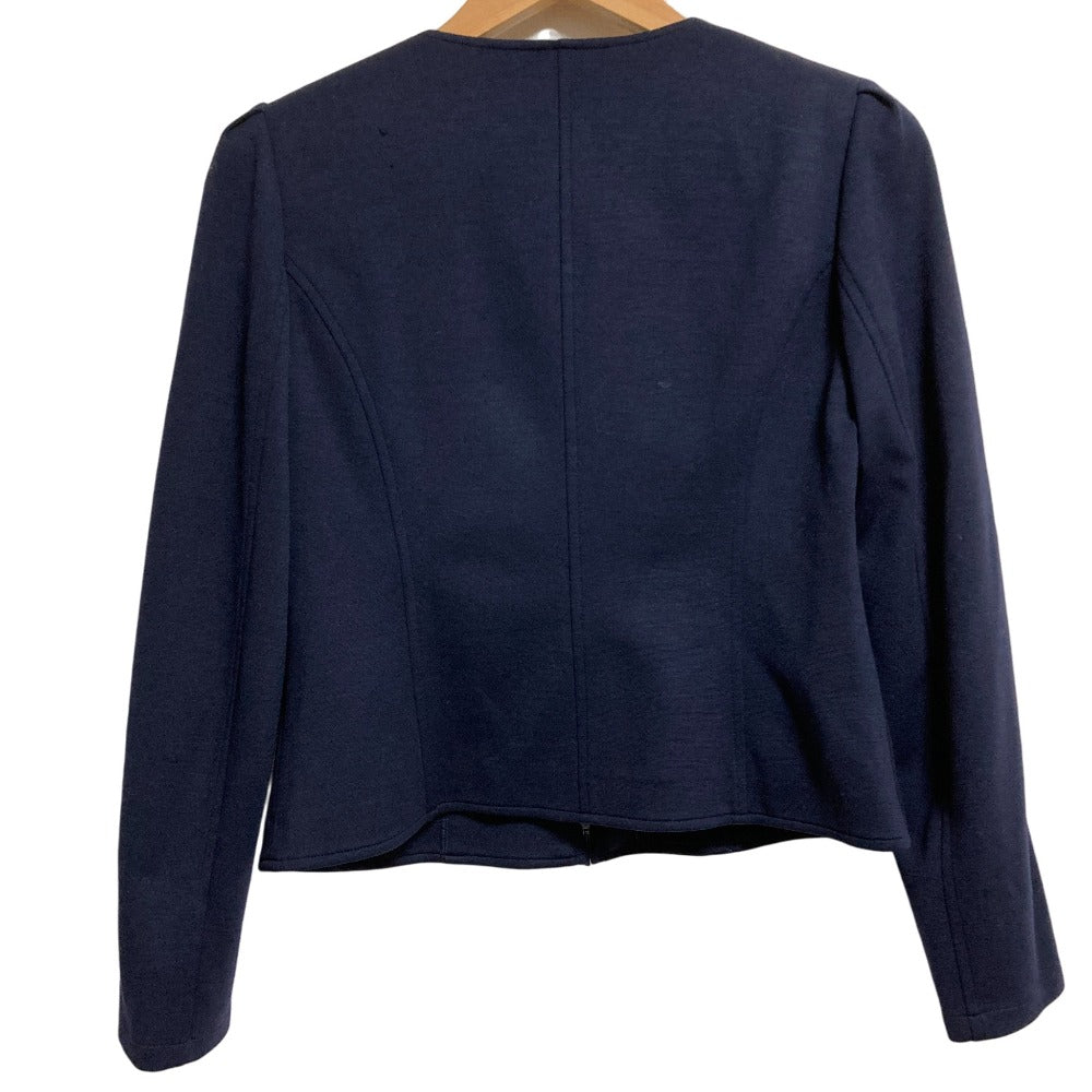 Rene ストレッチ ギャザー ノーカラー ジャケット 膝丈 スカート セットアップ