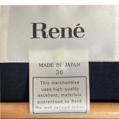 Rene ストレッチ ギャザー ノーカラー ジャケット 膝丈 スカート セットアップ