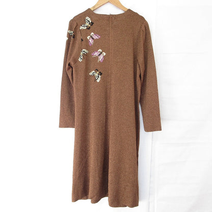 トヨコサイトウ 蝶々刺繍ニットワンピース