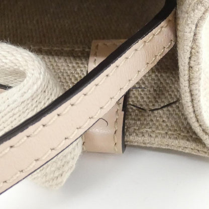 クロエ Woody Mini Tote リネンキャンバス カーフ ショルダーバッグ