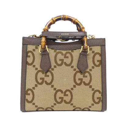 グッチ ダイアナ ジャンボGGキャンバス レザー ショルダーバッグ