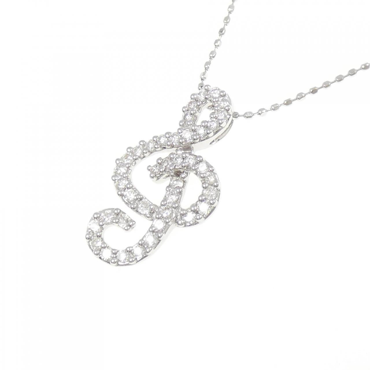 Au750ホワイトゴールドト音記号ダイヤモンドネックレス