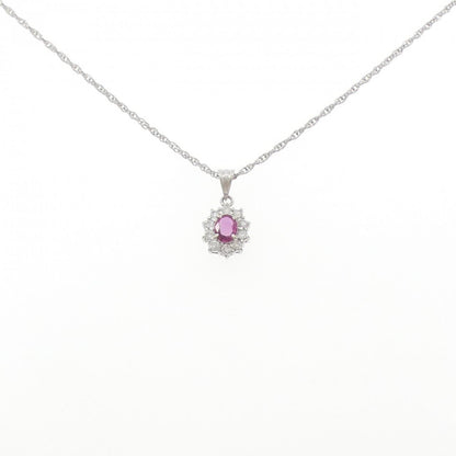 プラチナ850 ルビー ダイヤモンドネックレス
