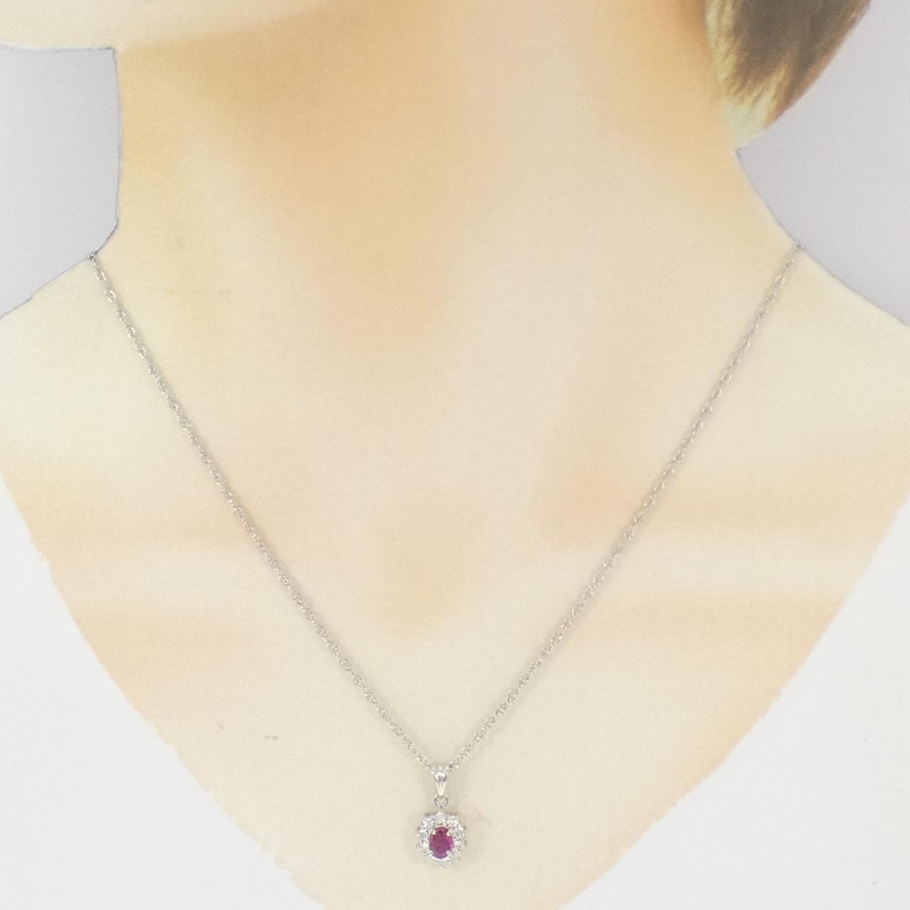 プラチナ850 ルビー ダイヤモンドネックレス