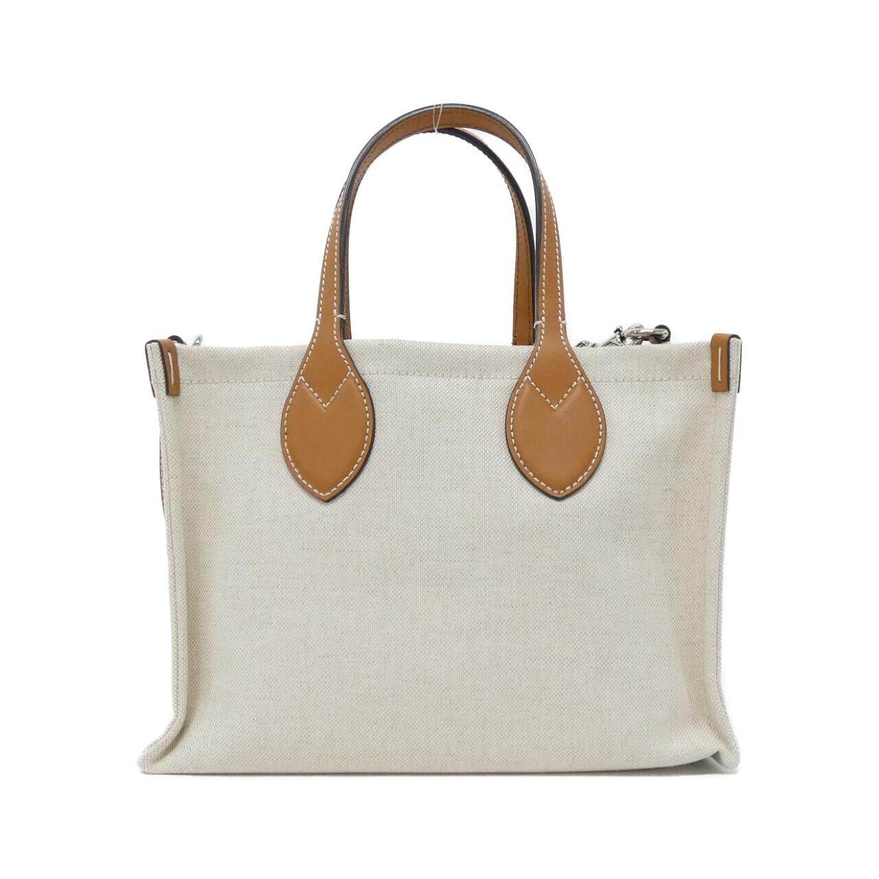 グッチ コットンリネンキャンバス レザー ショルダーバッグ
