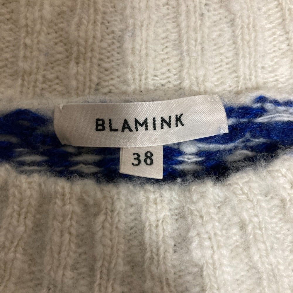 BLAMINK ジャガードクルーネックショートスリーブセーター