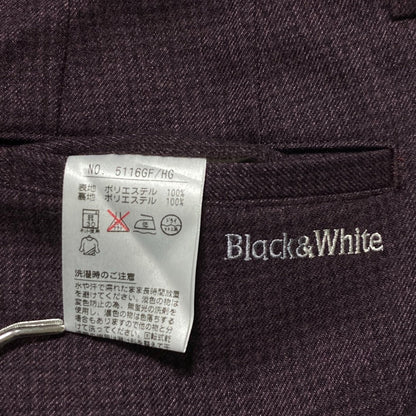 ブラックアンドホワイト スポーツ ウール チェック柄 スラックスパンツ