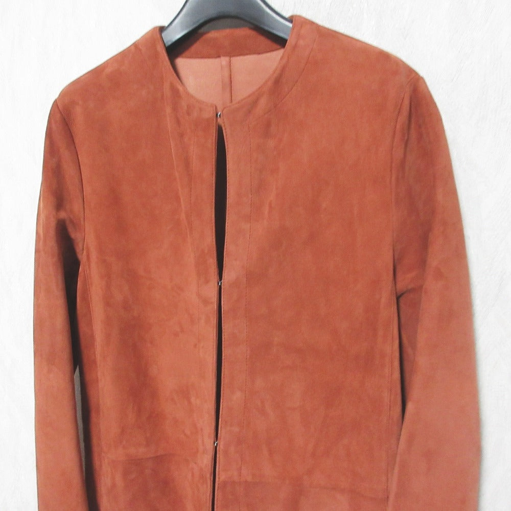 DROMe ラムレザー ノーカラーコート