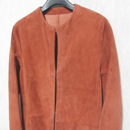 DROMe ラムレザー ノーカラーコート