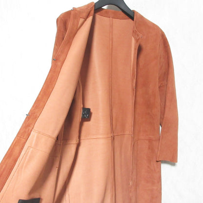 DROMe ラムレザー ノーカラーコート