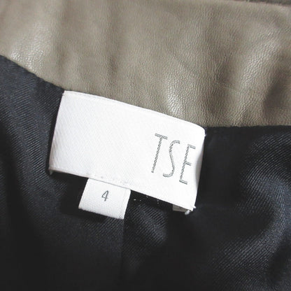 TSE ノーカラーレザーコート
