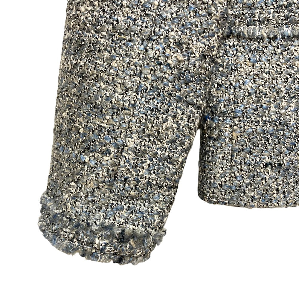 セオリー WILSHIRE TWEED FRINGE SLIM ツイードノーカラージャケット