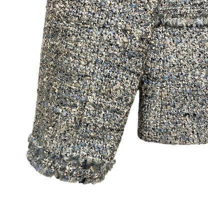セオリー WILSHIRE TWEED FRINGE SLIM ツイードノーカラージャケット