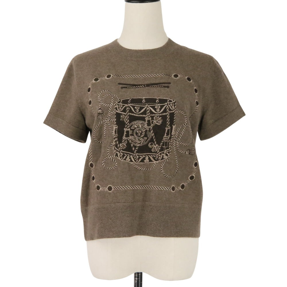 エルメス Les Tambours ウールショートスリーブニットトップス40