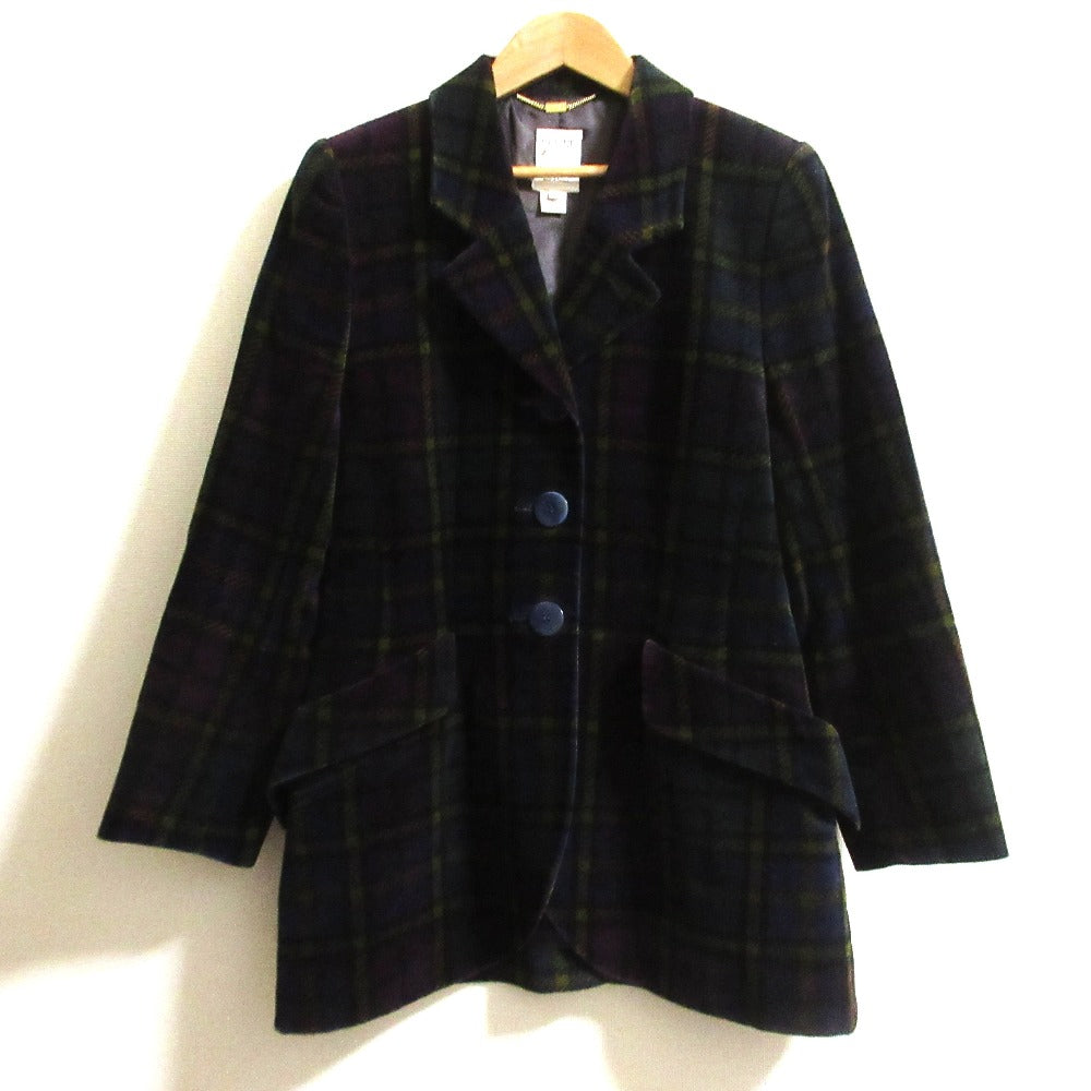 セリーヌ ベロアチェックロングジャケット