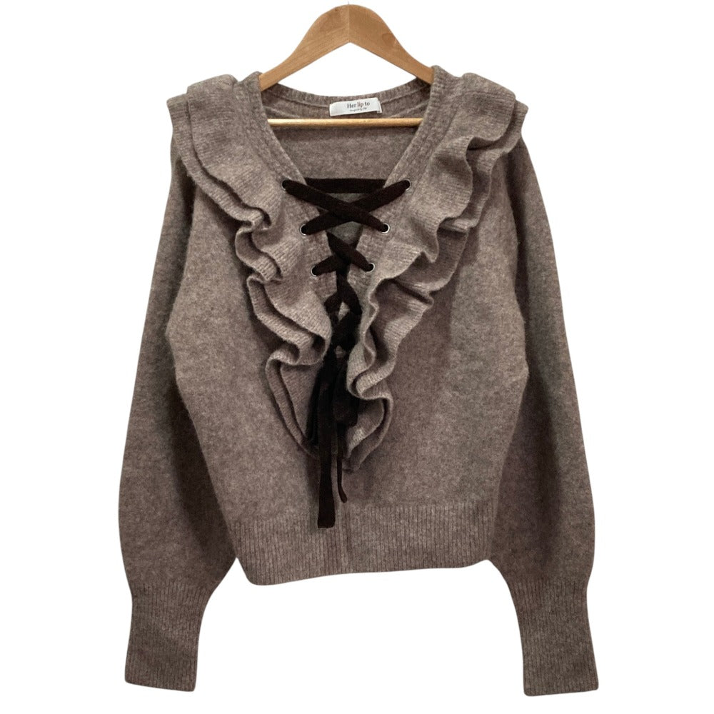 ハーリップトゥ Lace Up Wool-blend プルオーバー