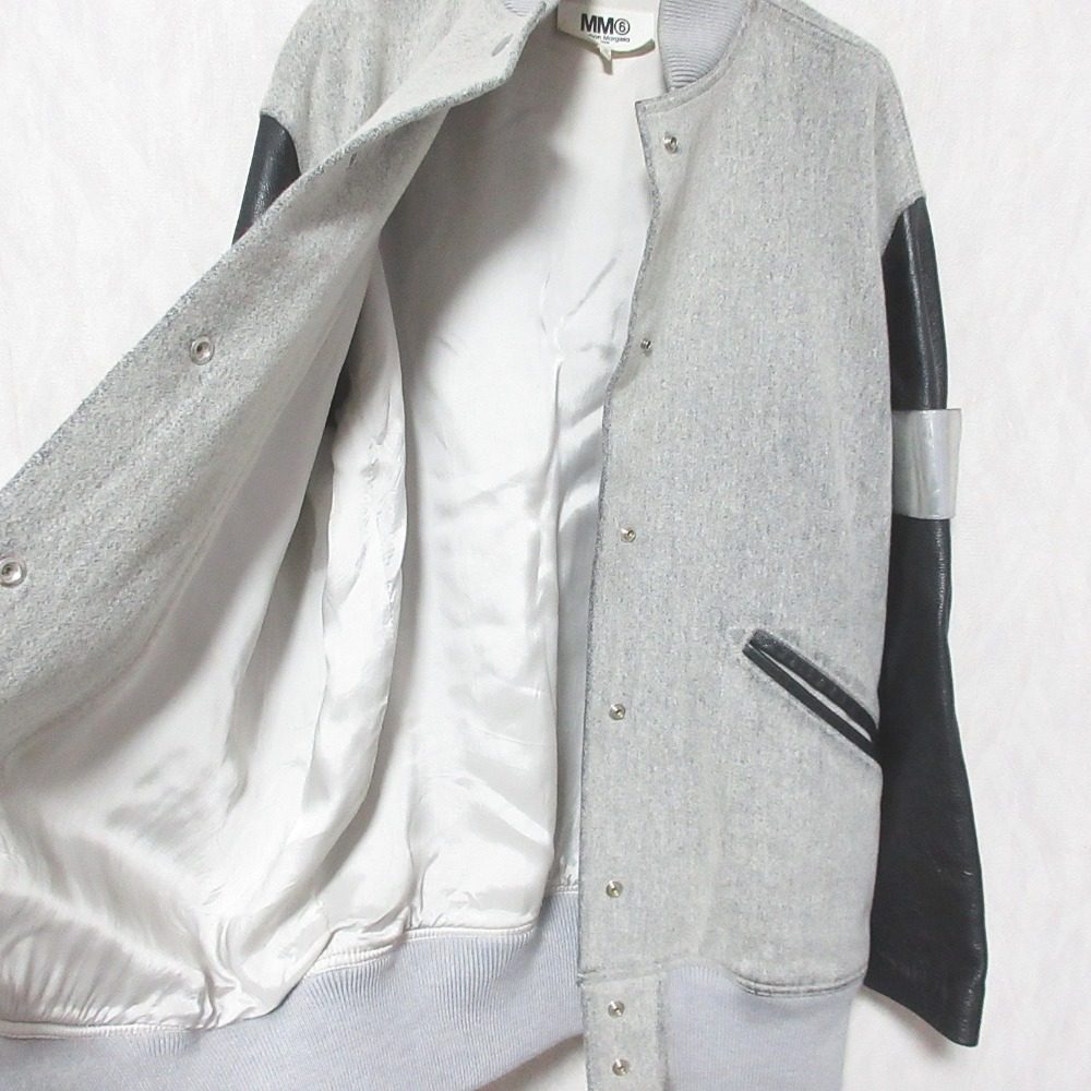 エムエムシックス メゾンマルジェラ レザースリーブスタジャン
