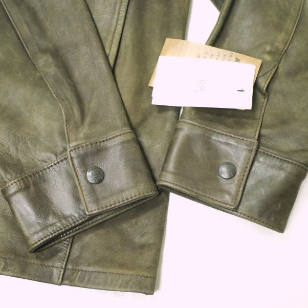 ダブルアールエル Hand-Distressed Leather オーバーシャツ