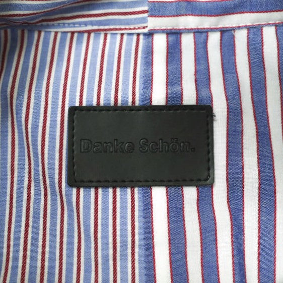Danke Schon アシンメトリー ストライプ コットン シャツ