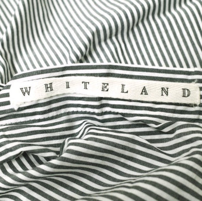 WHITELAND フロント バック ボタン ストライプ 半袖 シャツ コットン ポリエステル