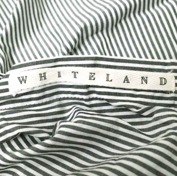 WHITELAND フロント バック ボタン ストライプ 半袖 シャツ コットン ポリエステル
