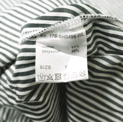 WHITELAND フロント バック ボタン ストライプ 半袖 シャツ コットン ポリエステル