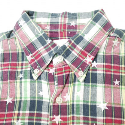 uniform experiment スター プラッド ミックス コットン シャツ