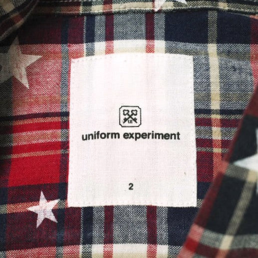 uniform experiment スター プラッド ミックス コットン シャツ