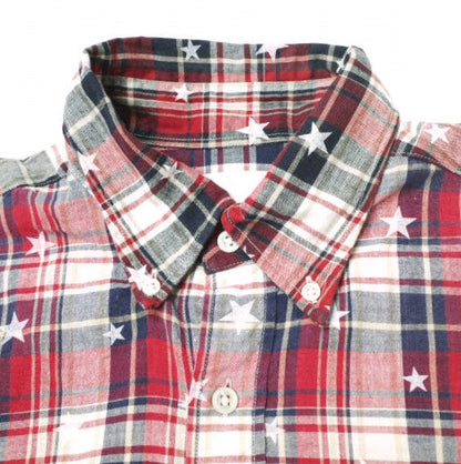 uniform experiment スター プラッド ミックス コットン シャツ