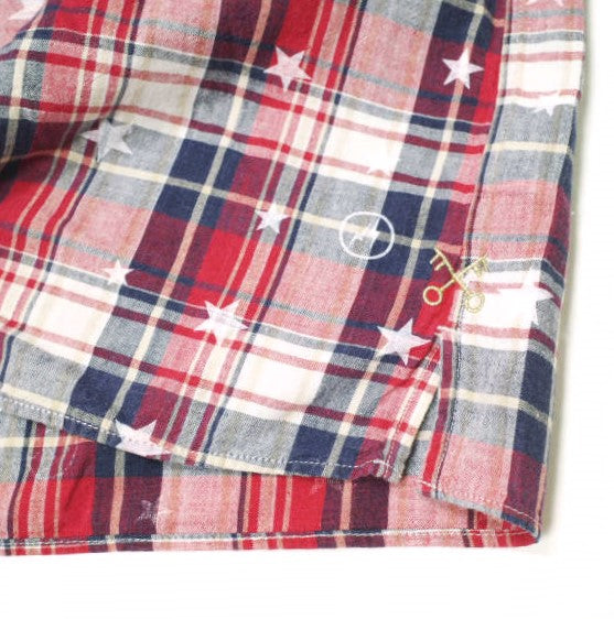 uniform experiment スター プラッド ミックス コットン シャツ