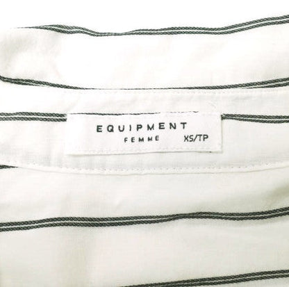 EQUIPMENT レース アップ ストライプ コットン シャツ