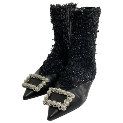 ピッピシック ANNA JEWELRY BOOTS ツイードショートブーツ