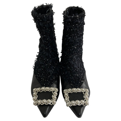 ピッピシック ANNA JEWELRY BOOTS ツイードショートブーツ