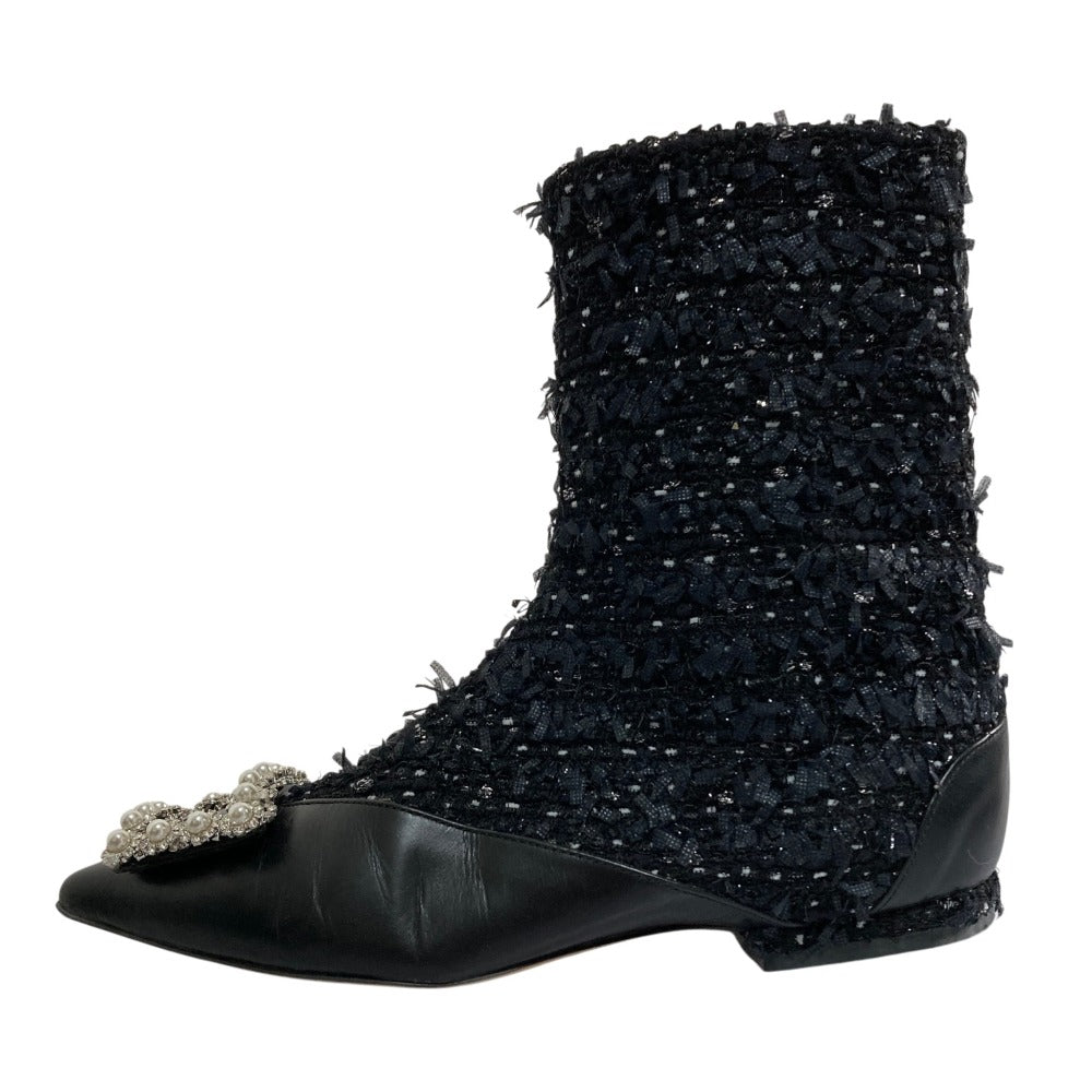 ピッピシック ANNA JEWELRY BOOTS ツイードショートブーツ