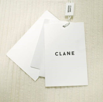 CLANE リブ ディープ ネック トップス コットン ポリエステル