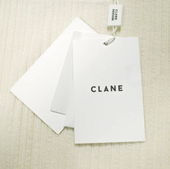 CLANE リブ ディープ ネック トップス コットン ポリエステル