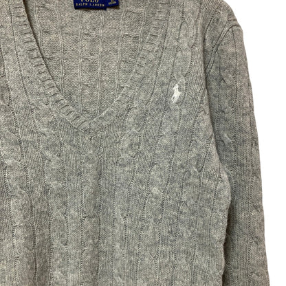 ポロラルフローレン ウールカシミヤブレンド Vネックケーブルニットセーター