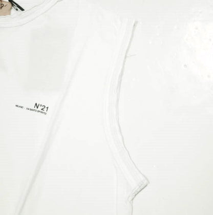 N°21 ロゴ プリント コットン ノースリーブ Tシャツ
