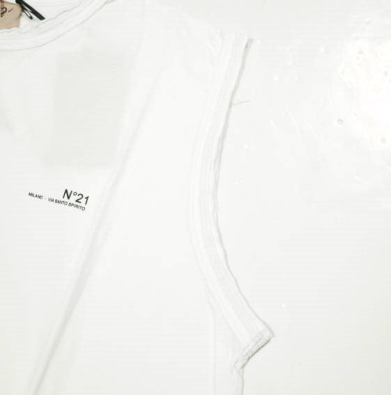 N°21 ロゴ プリント コットン ノースリーブ Tシャツ