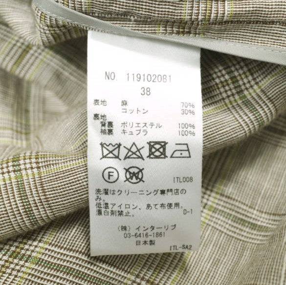 SACRA グレン チェック リネン コットン コート