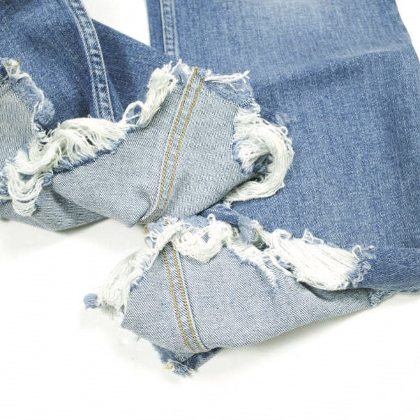 スリーバイワン EMPIRE CROP FLARE コットンポリウレタンデニムパンツ