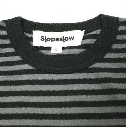 スロープスロウ コットンインターロック ストライプTシャツ