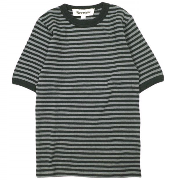 スロープスロウ コットンインターロック ストライプTシャツ