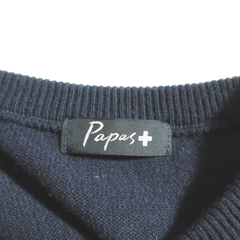 パパスプラス カシミヤブレンドクルーネックニット