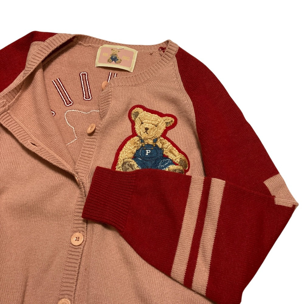 ピンクハウス ベアアップリケバイカラーニットカーディガン