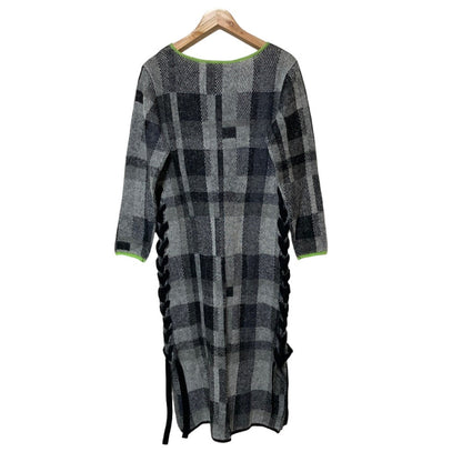 アメリ BIG CHECK LACE UP ニットワンピース