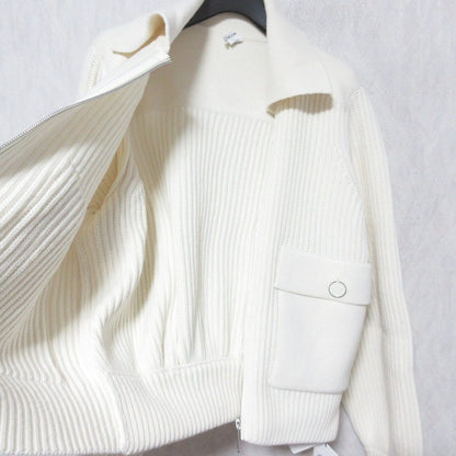 エルメス パール編みリブジャケット