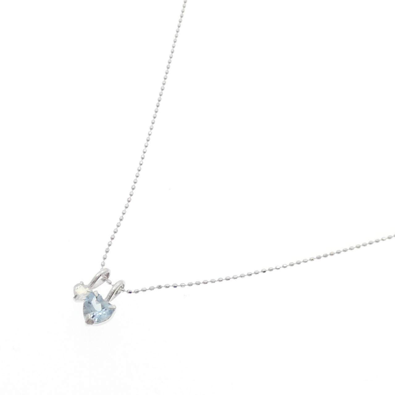 Au750 2wayアクアマリンムーンストーンネックレス