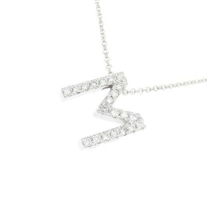 K18WG ダイヤモンド イニシャルM ネックレス