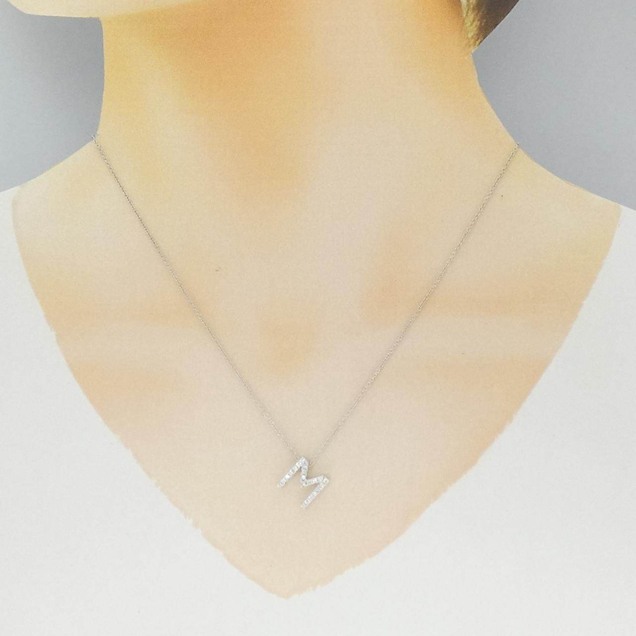 K18WG ダイヤモンド イニシャルM ネックレス